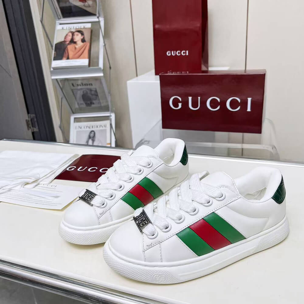Gvc*1 Ace Web Stripe leather sneakers
