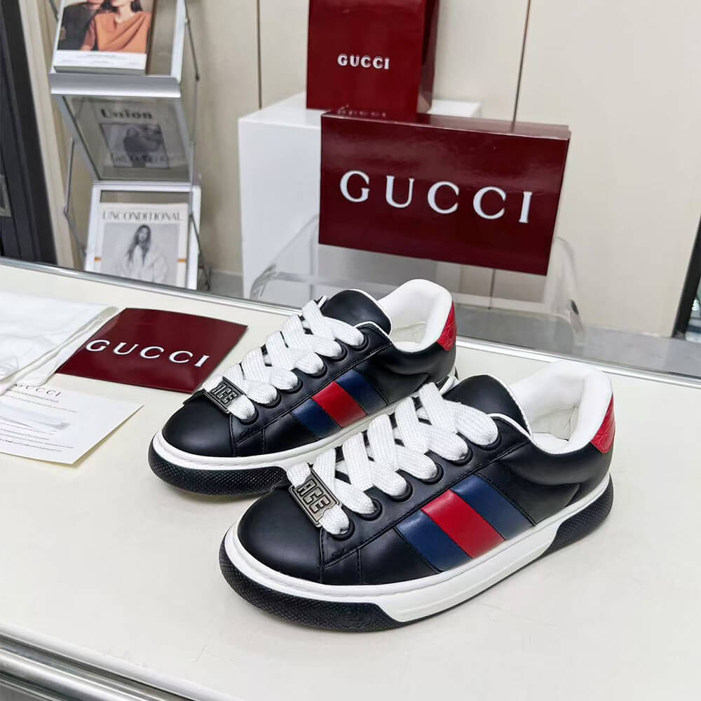 Gvc*1 Ace Web Stripe leather sneakers