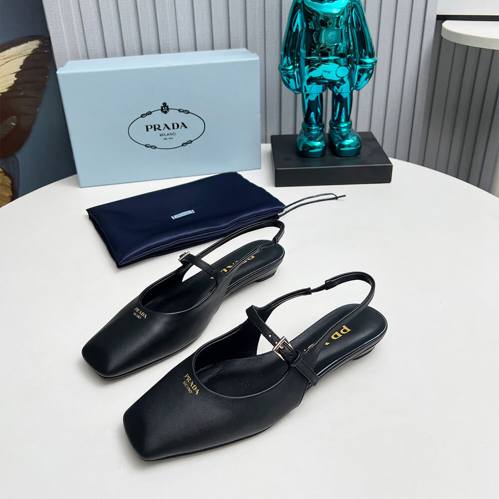 Pra*a Leather Slingback Ballerinas