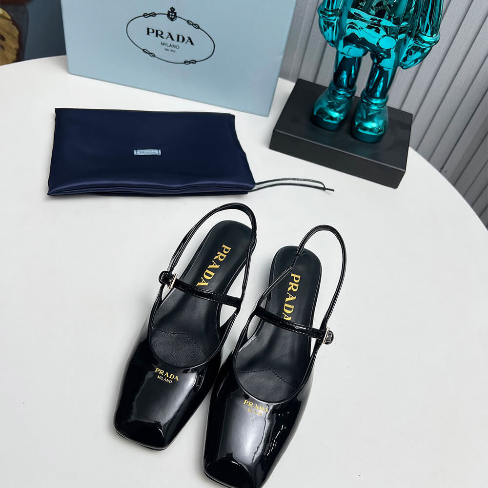 Pra*a Patent Leather Slingback Ballerinas