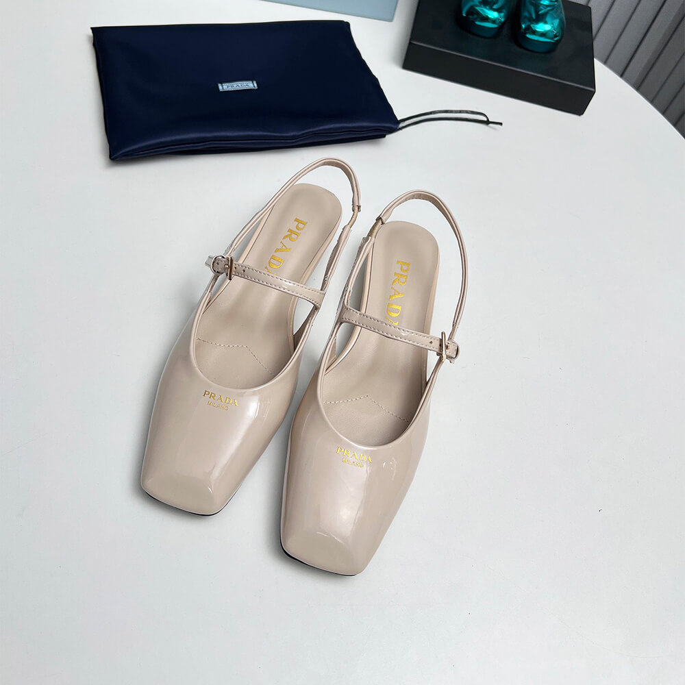 Pra*a Patent Leather Slingback Ballerinas