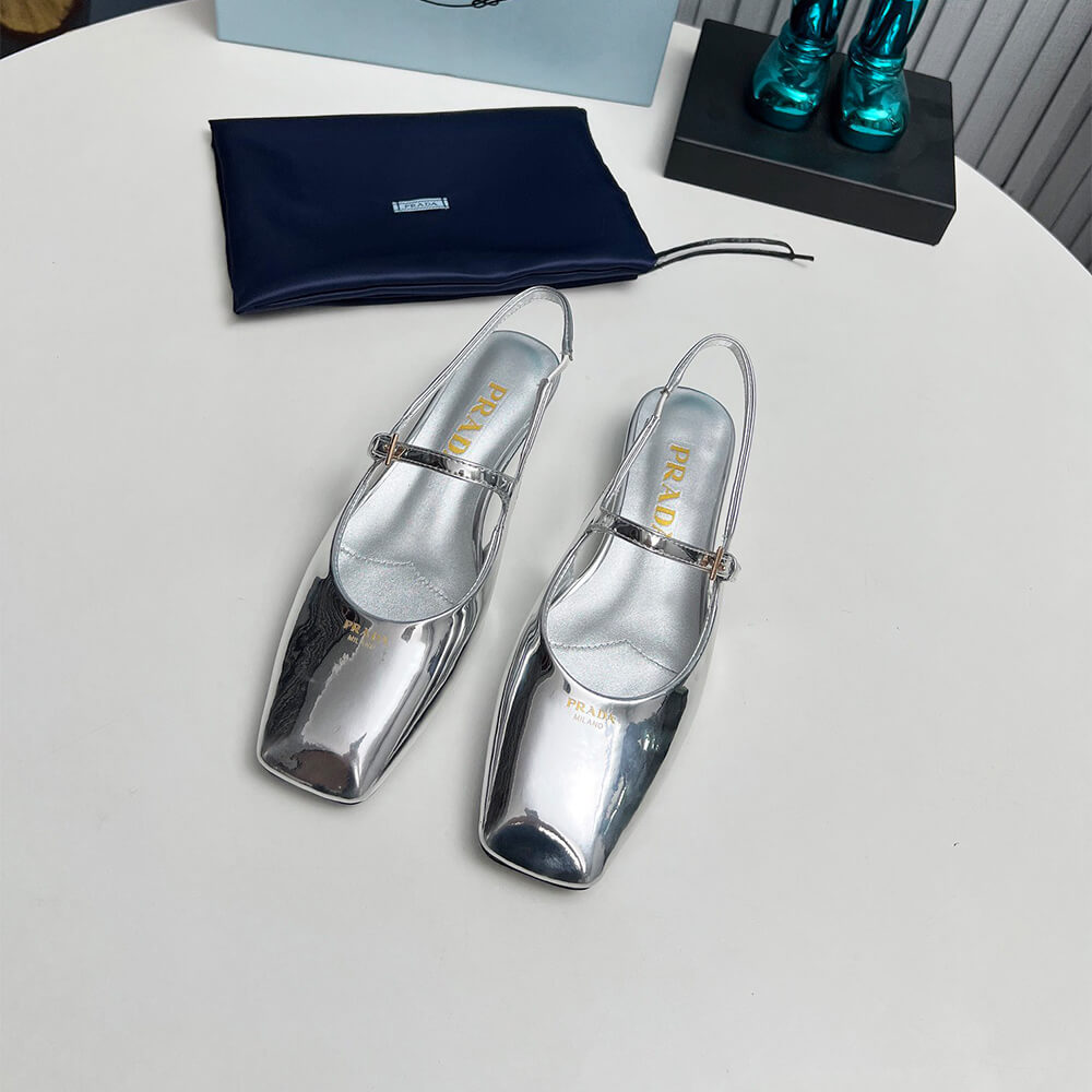 Pra*a Patent Leather Slingback Ballerinas