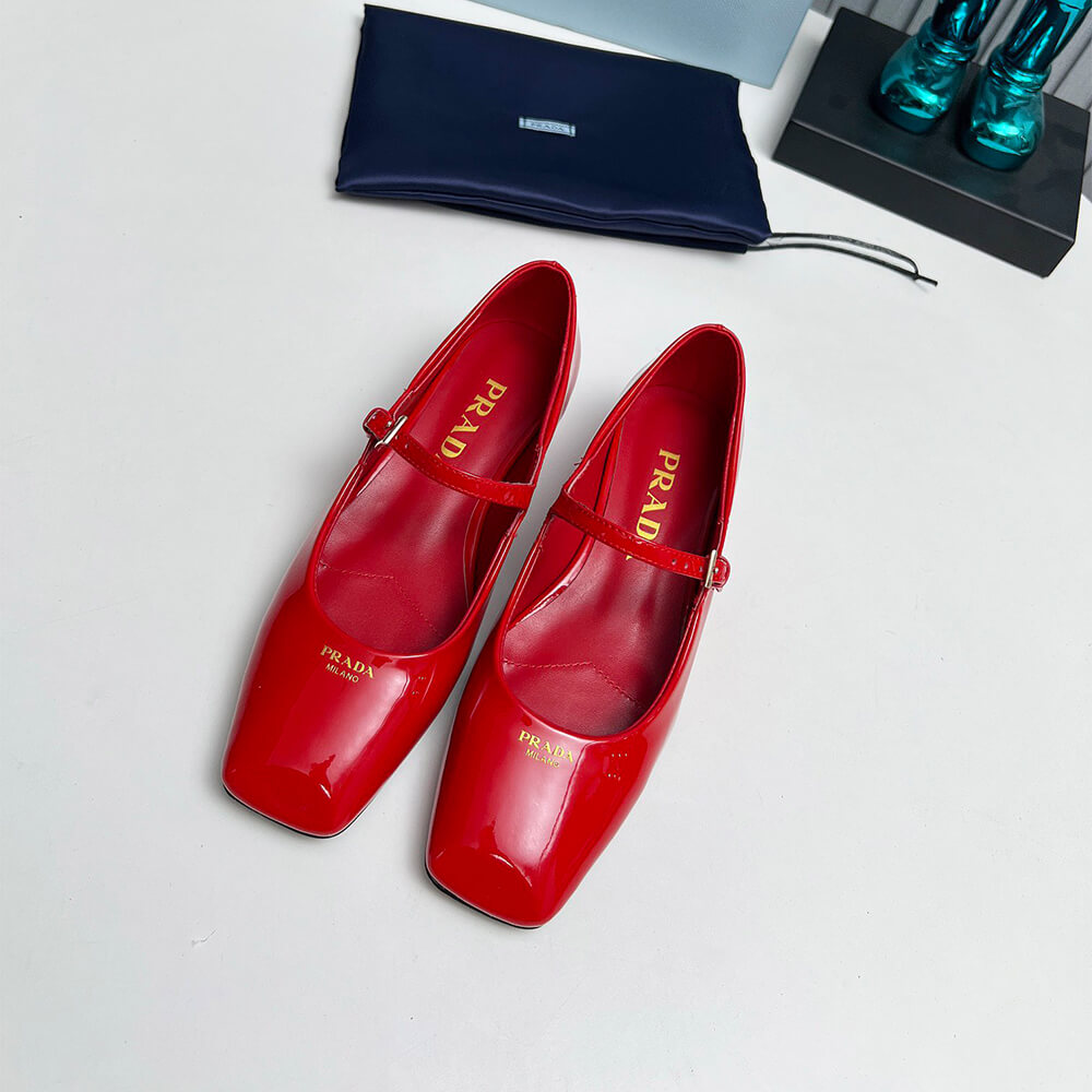 Pra*a Patent Leather Mary Jane Ballerinas