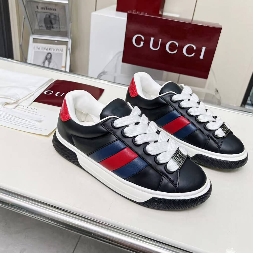 Gvc*1 Ace Web Stripe leather sneakers