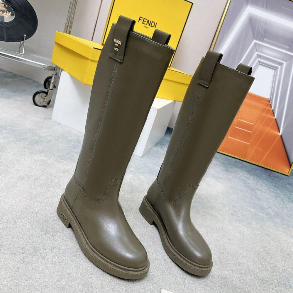 F**di Filo Green Leather Boots