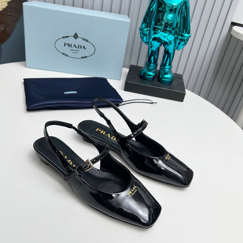 Pra*a Patent Leather Slingback Ballerinas