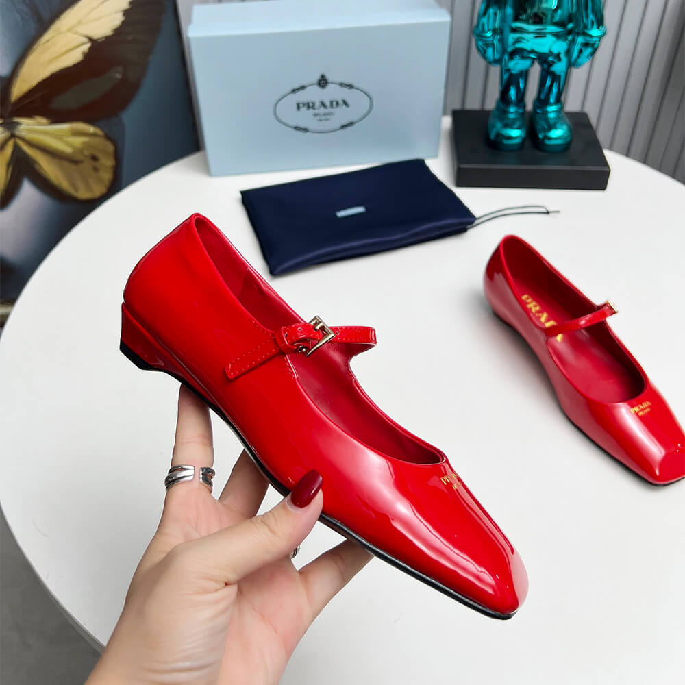 Pra*a Patent Leather Mary Jane Ballerinas