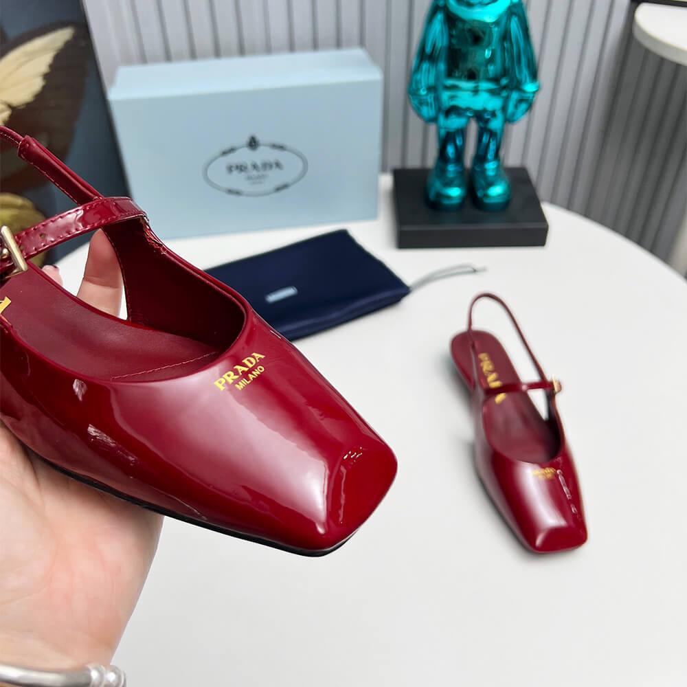 Pra*a Patent Leather Slingback Ballerinas