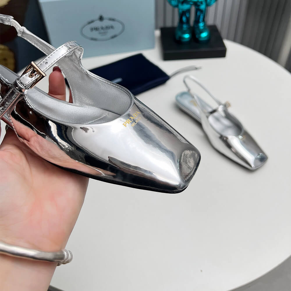 Pra*a Patent Leather Slingback Ballerinas