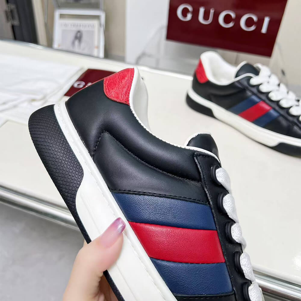 Gvc*1 Ace Web Stripe leather sneakers