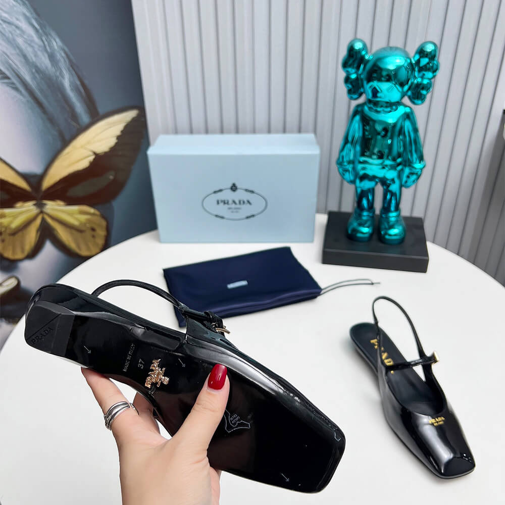 Pra*a Patent Leather Slingback Ballerinas