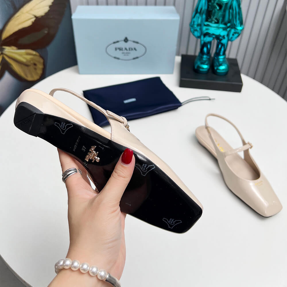 Pra*a Patent Leather Slingback Ballerinas