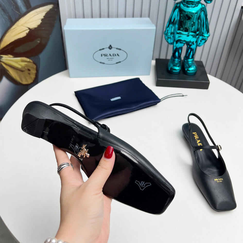Pra*a Leather Slingback Ballerinas