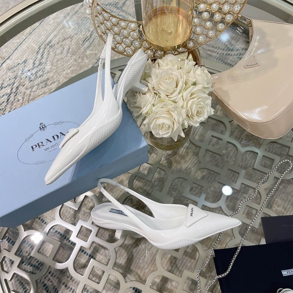 Pra*a Brushed Leather Slingback Pumps