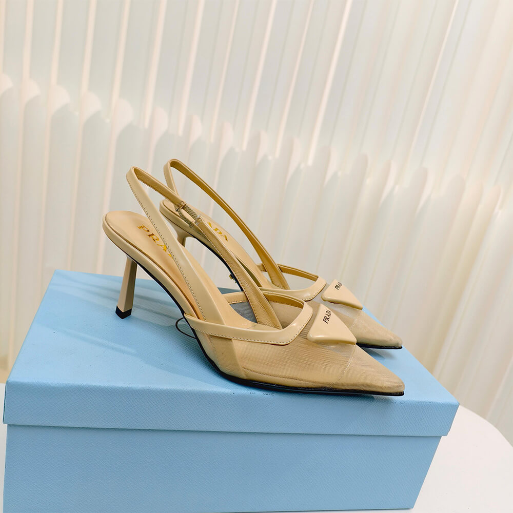 Pra*a Mesh fabric slingback pumps