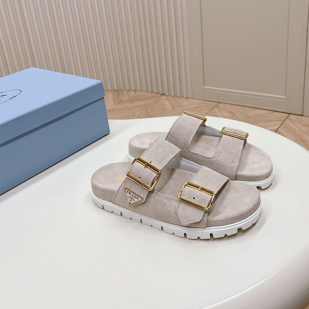 Pra*a Suede strap slides