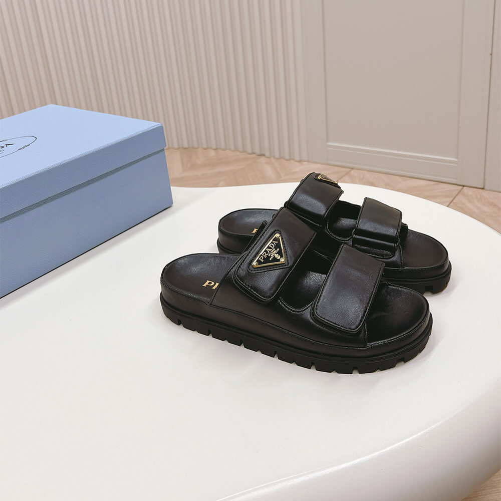 Pra*a Nappa leather slides