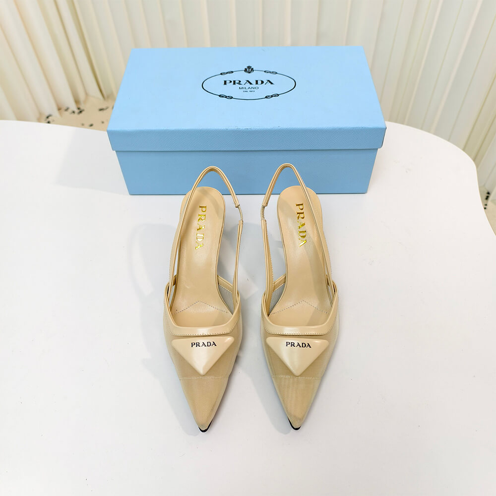 Pra*a Mesh fabric slingback pumps
