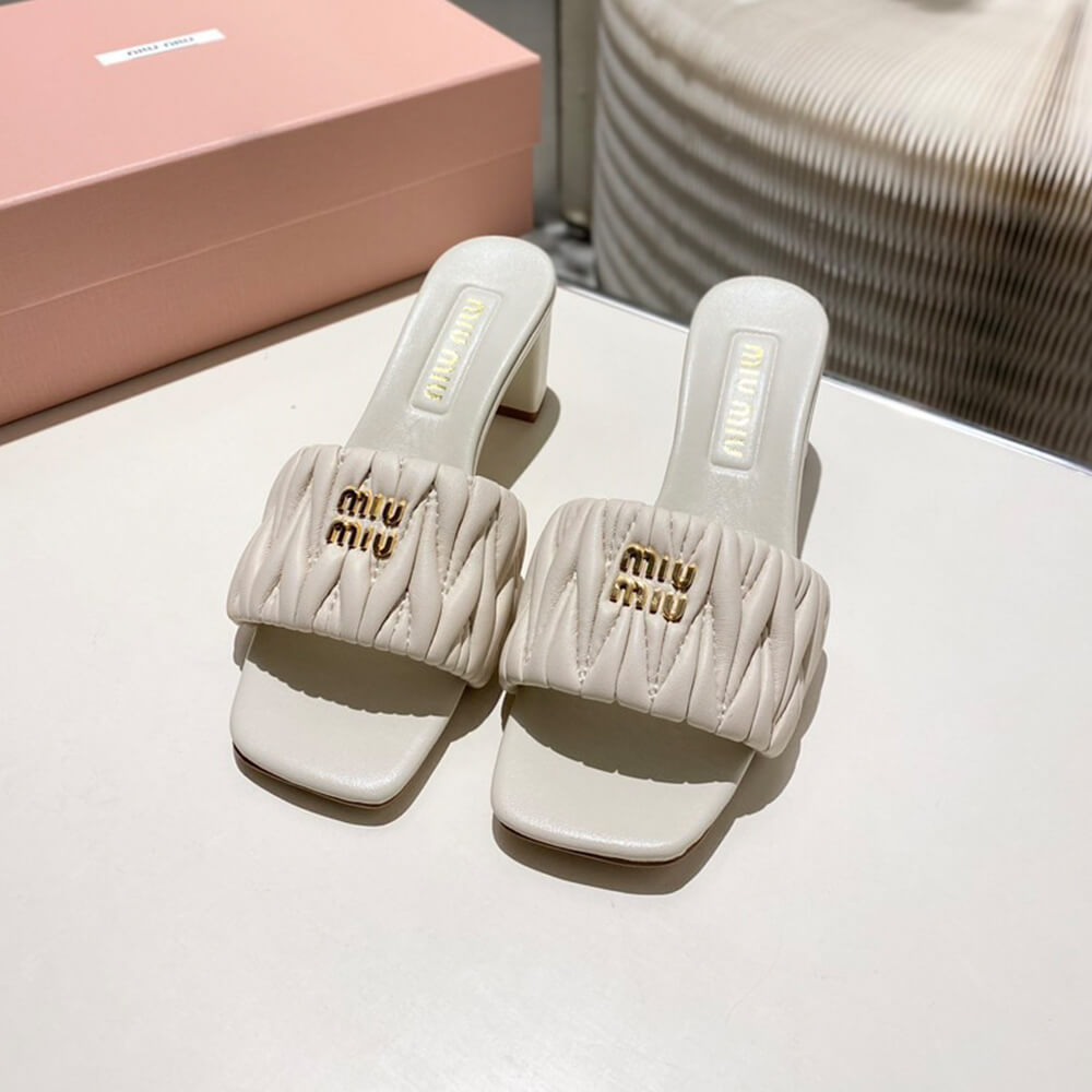 M1um1u Matelass?? nappa leather slides