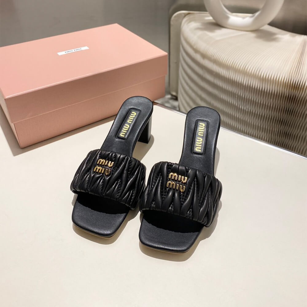 M1um1u Matelass?? nappa leather slides