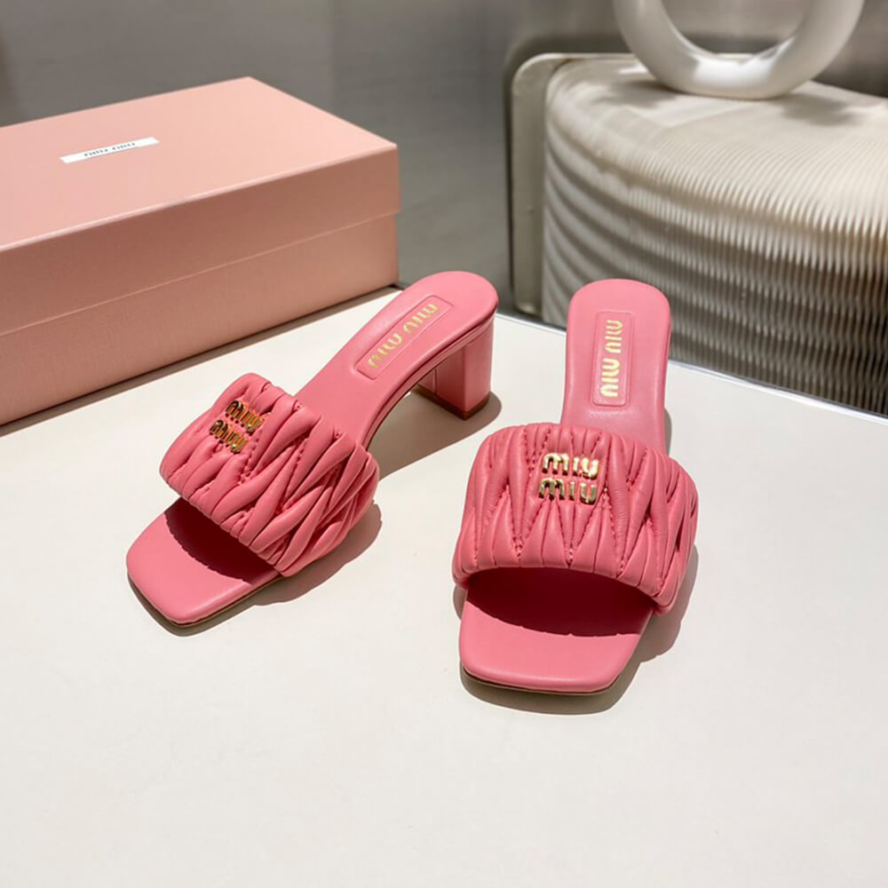 M1um1u Matelass?? nappa leather slides