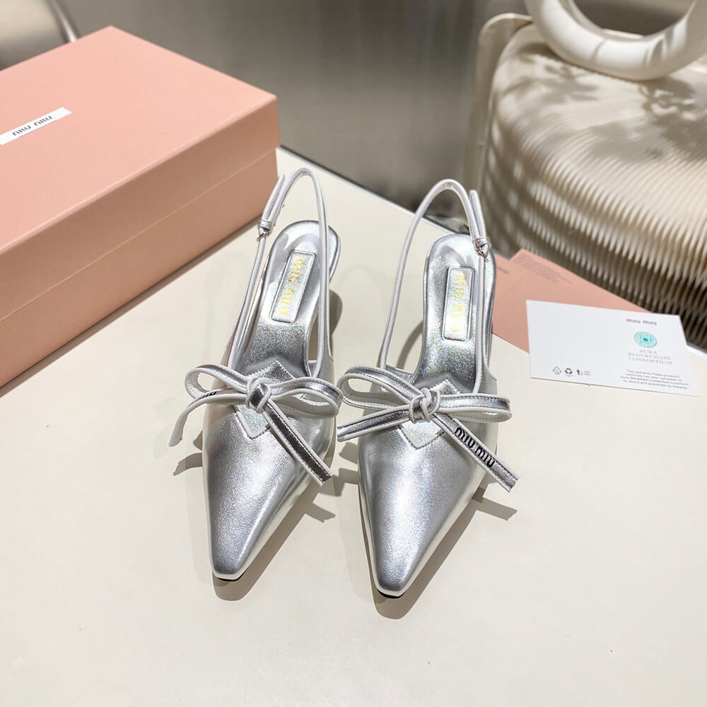 M1um1u Nappa leather slingback pumps