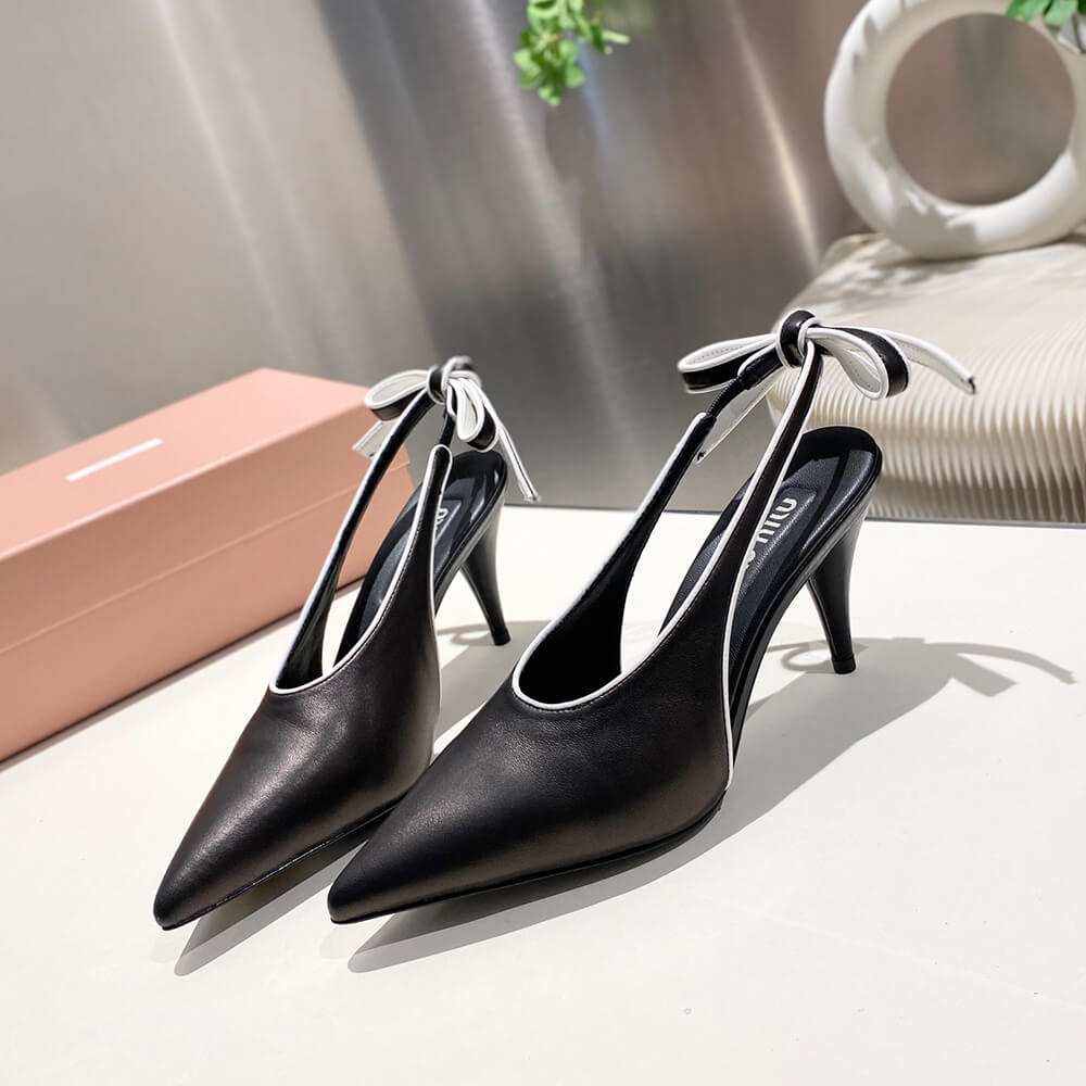 M1um1u Nappa leather slingback pumps