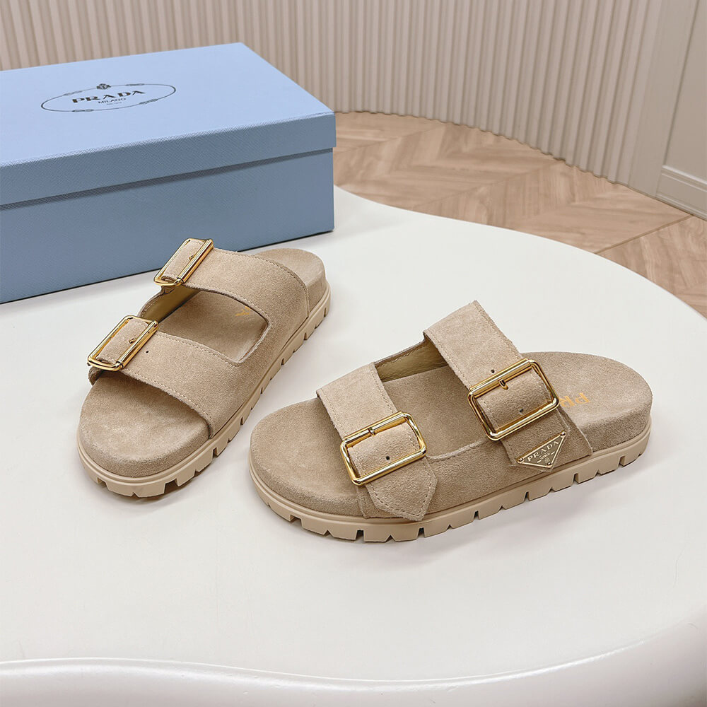 Pra*a Suede strap slides