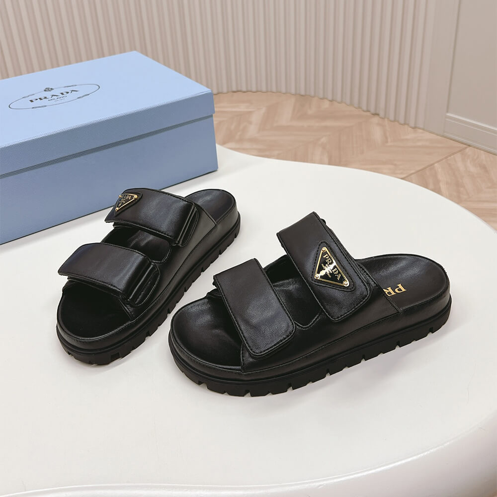 Pra*a Nappa leather slides