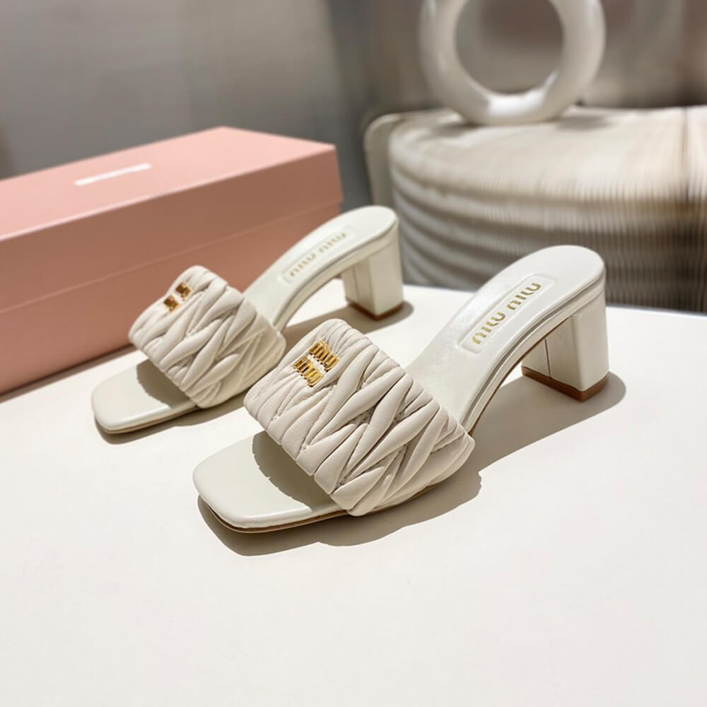 M1um1u Matelass?? nappa leather slides