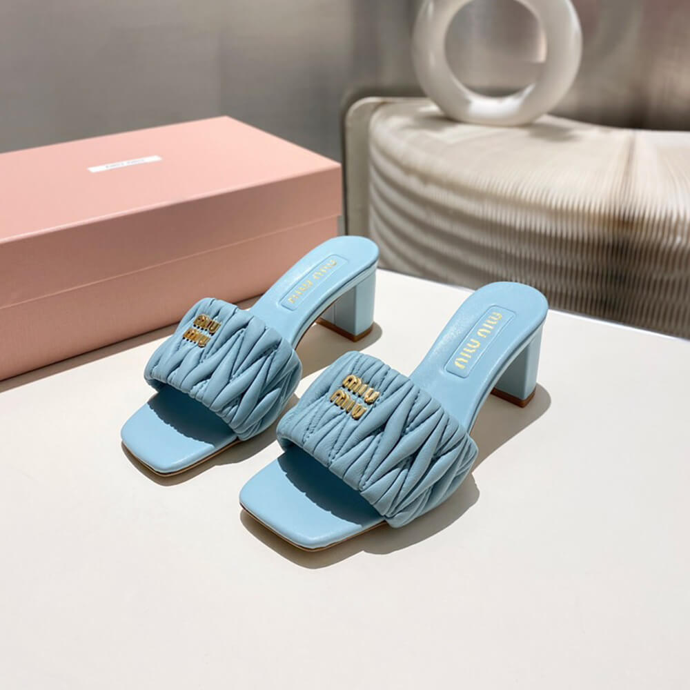 M1um1u Matelass?? nappa leather slides