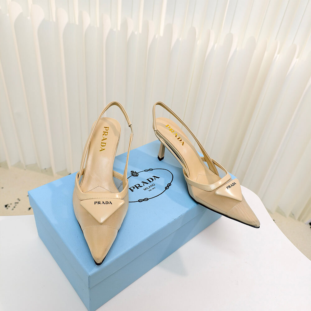 Pra*a Mesh fabric slingback pumps
