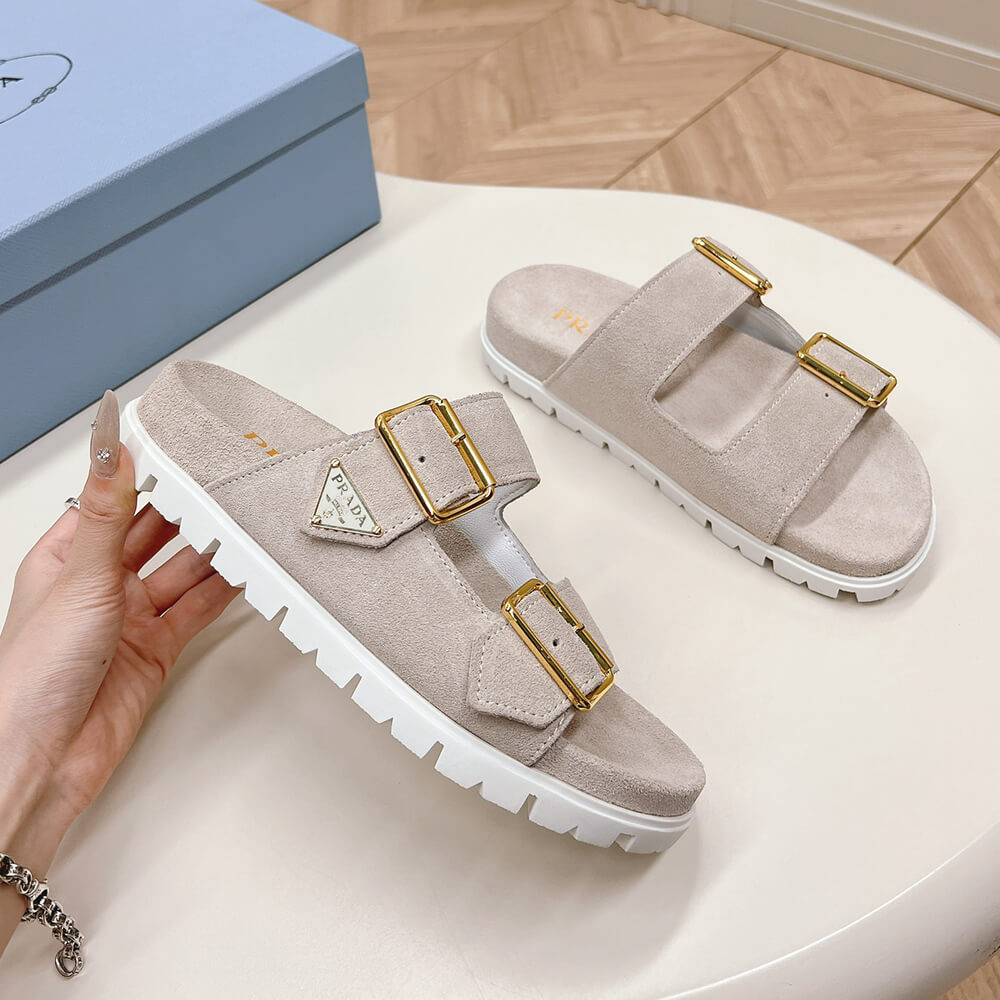 Pra*a Suede strap slides