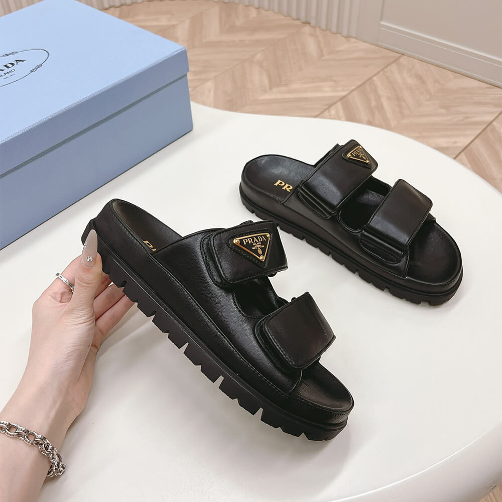 Pra*a Nappa leather slides