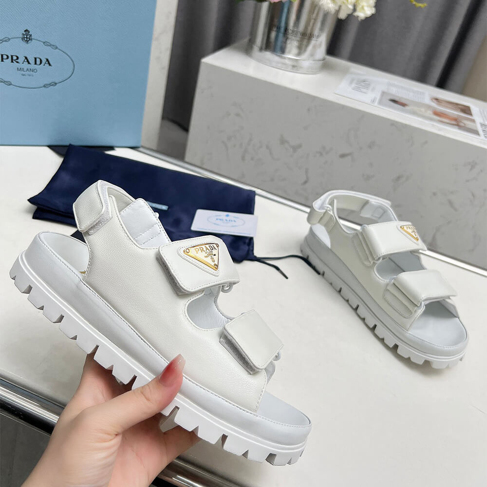 Pra*a Nappa leather sandals