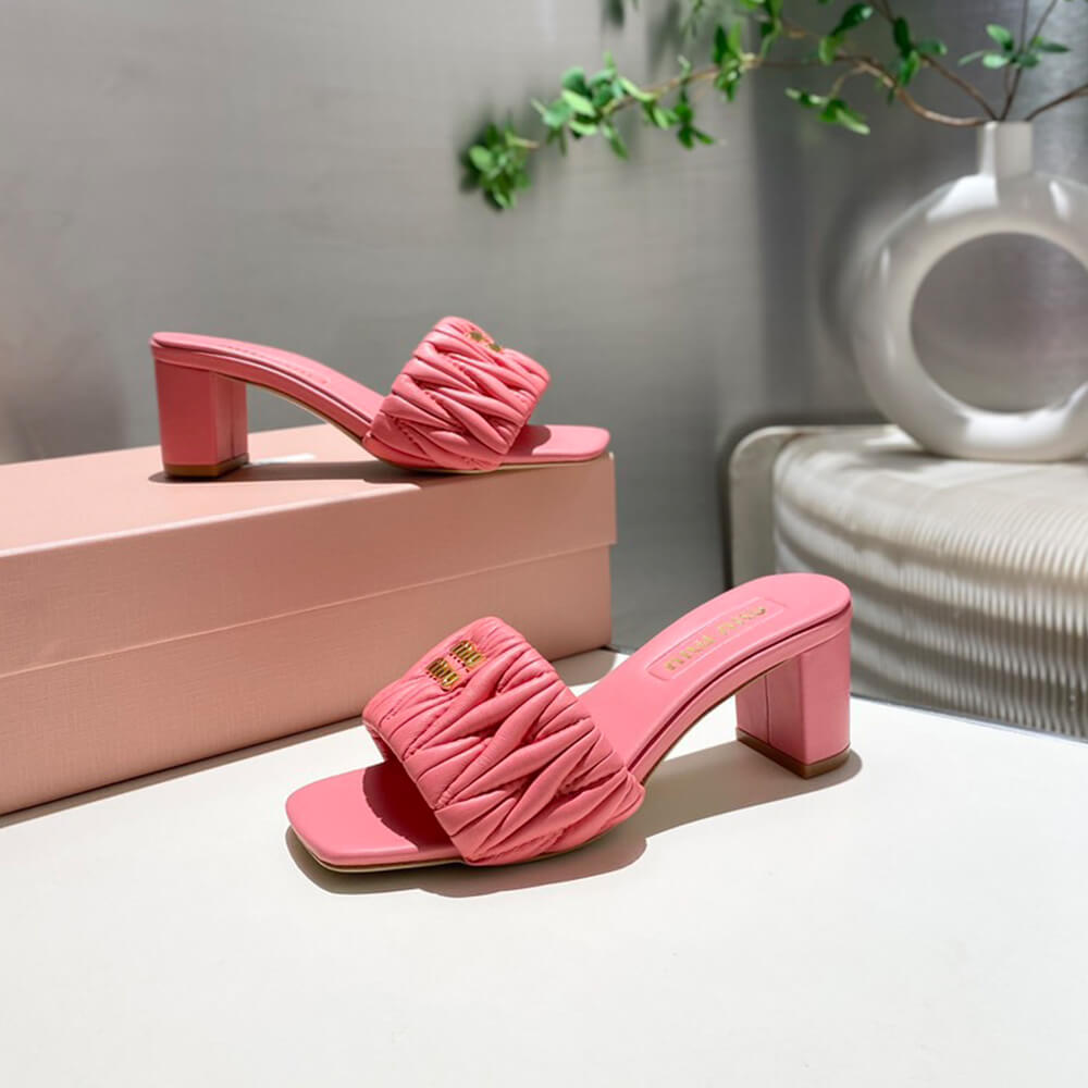 M1um1u Matelass?? nappa leather slides