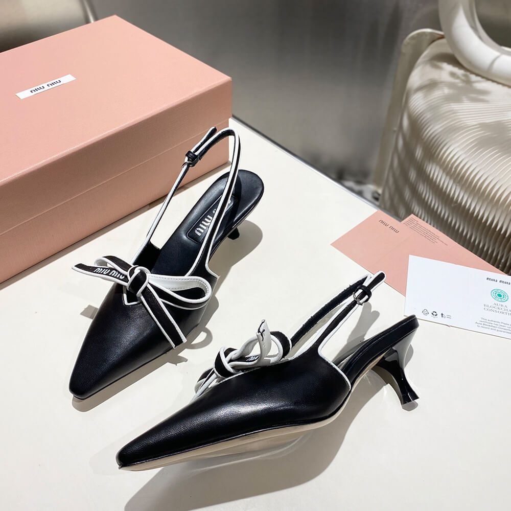 M1um1u Nappa leather slingback pumps