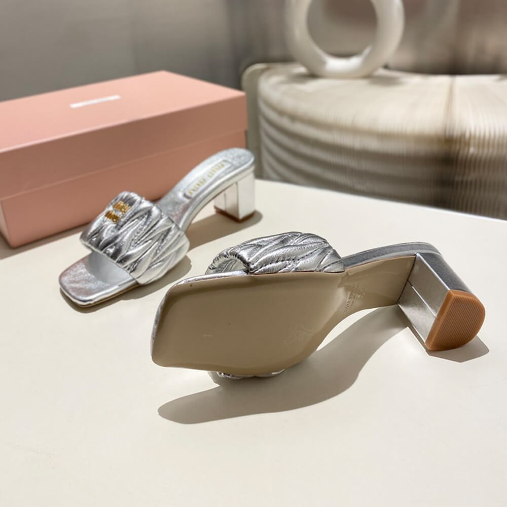M1um1u Matelass?? nappa leather slides