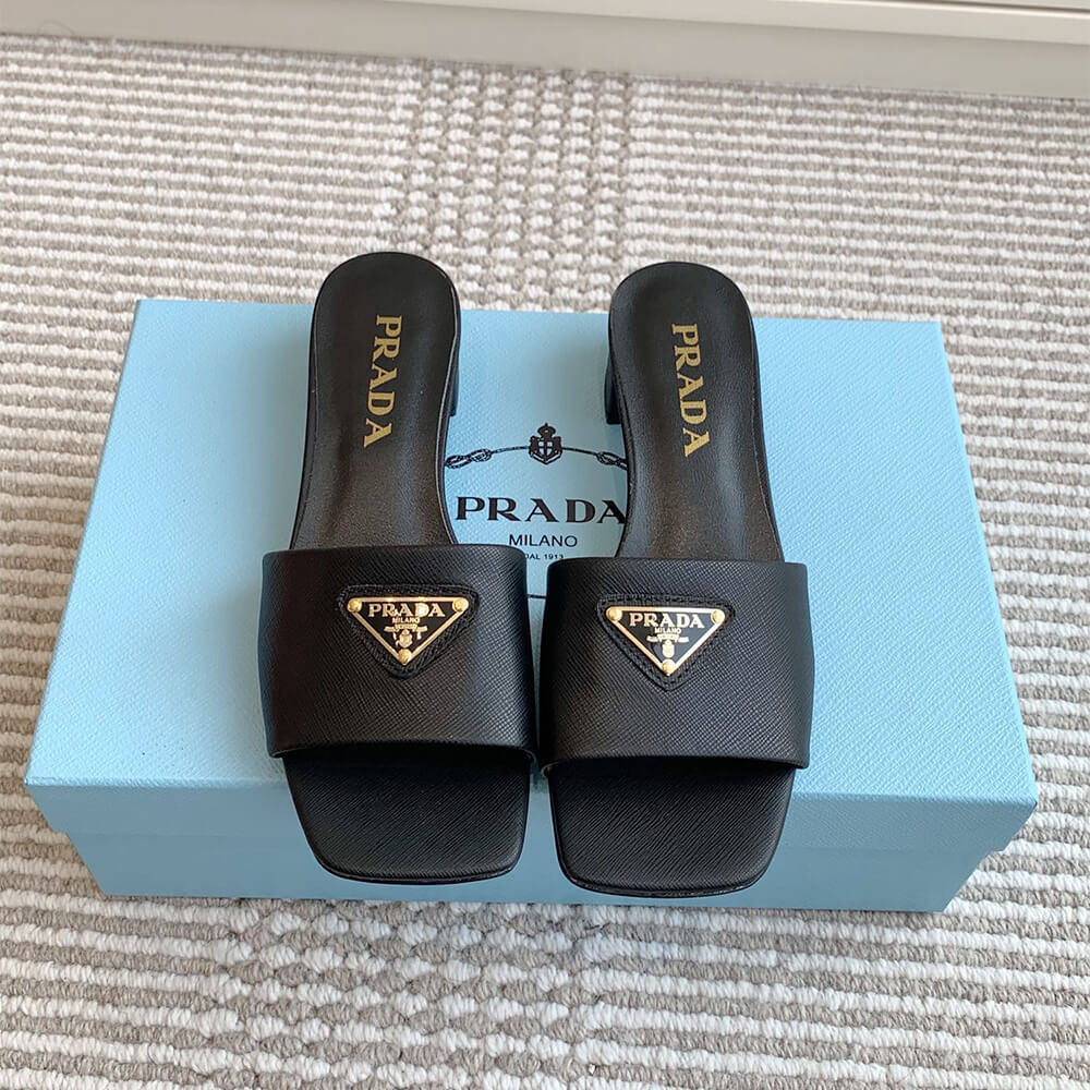 Pra*a Saffiano patent leather sandals
