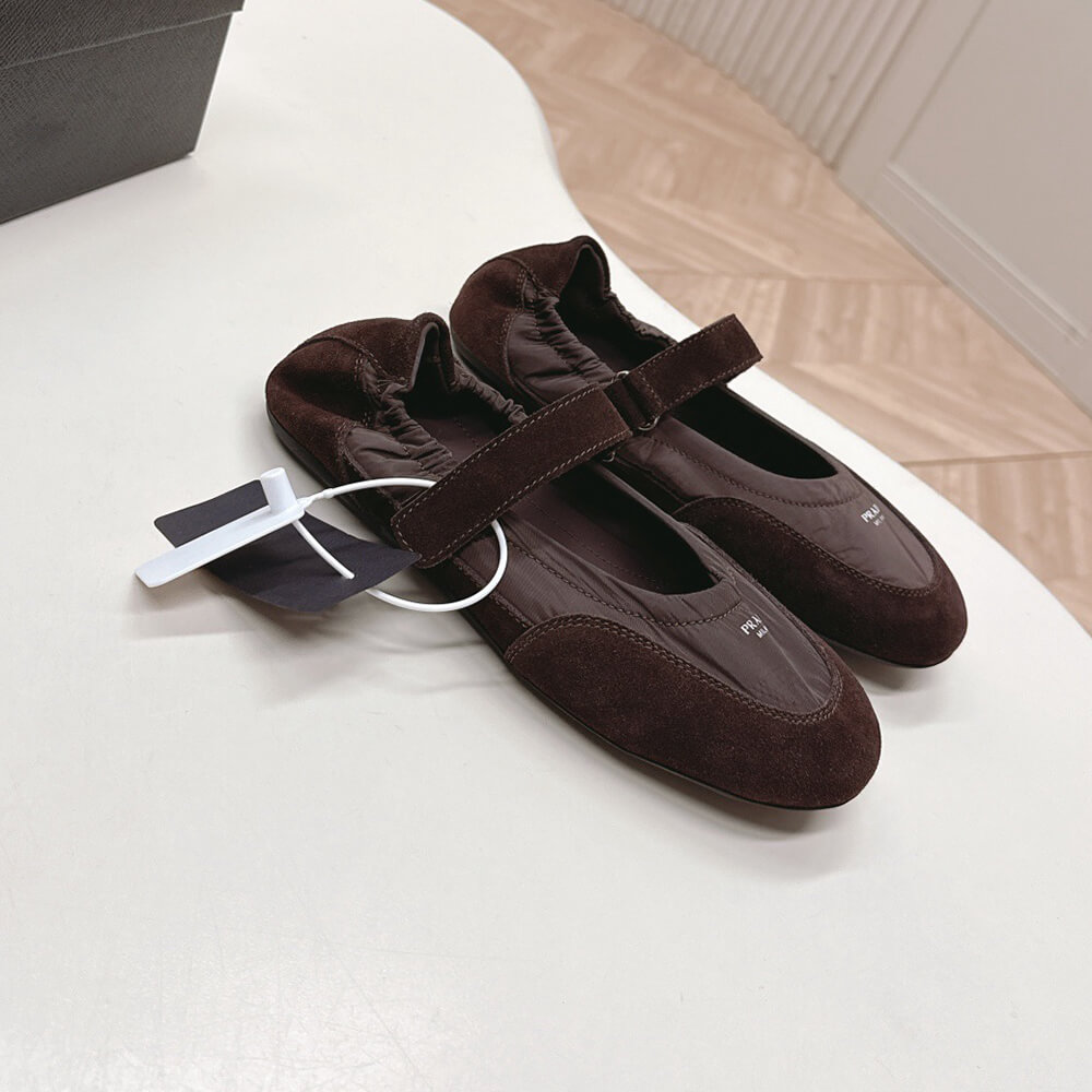 Pra*a Re-Nylon and suede ballet flats