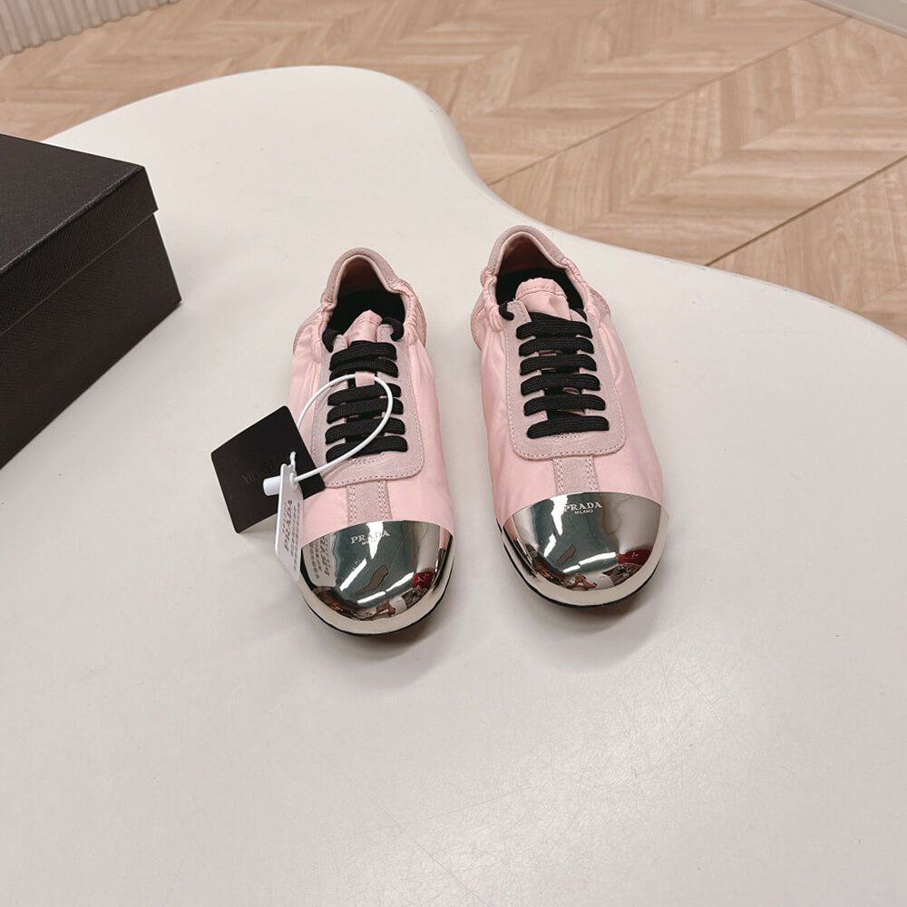 Pra*a Collapse Re-Nylon and suede sneakers with metal toecap