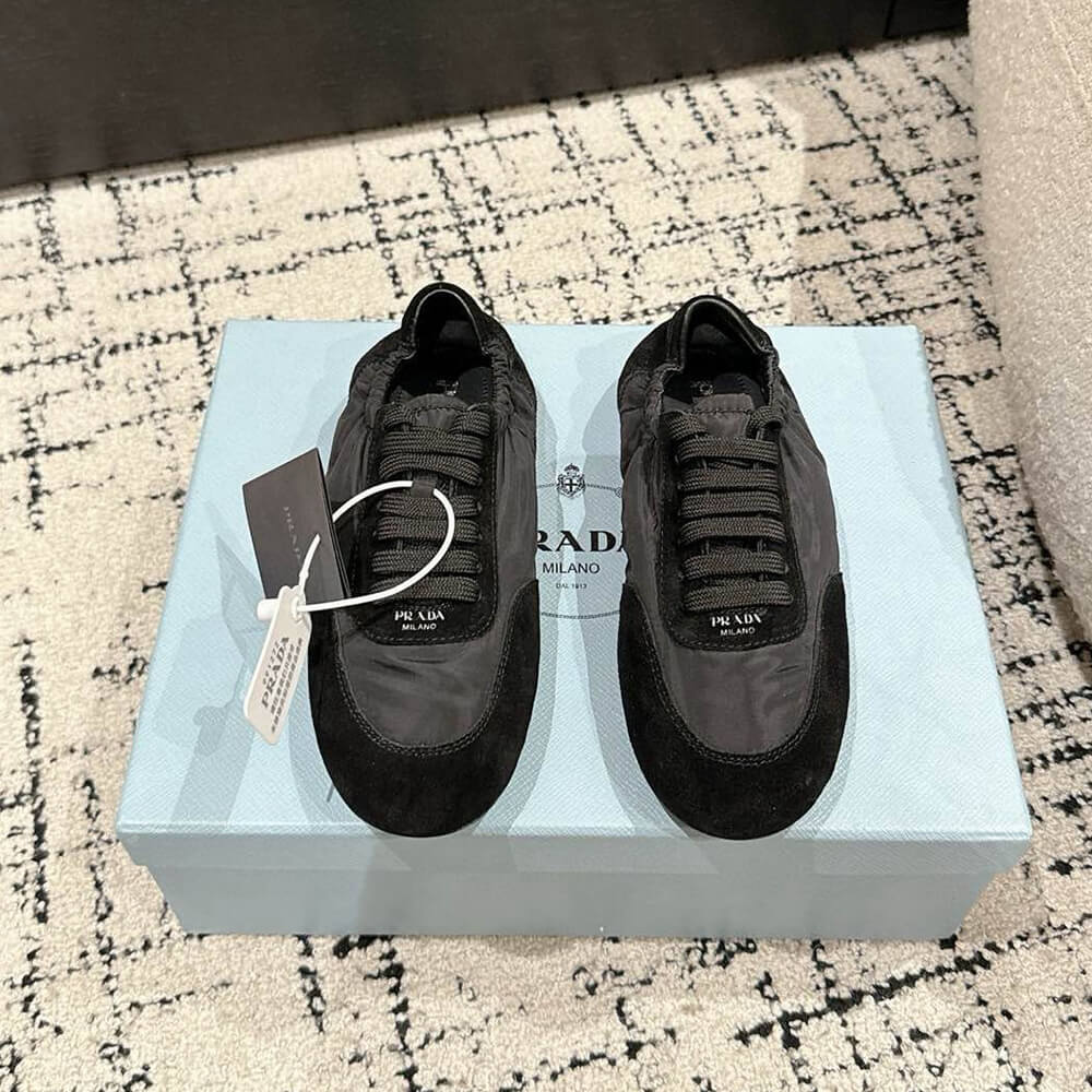 Pra*a Collapse Re-Nylon and suede sneakers