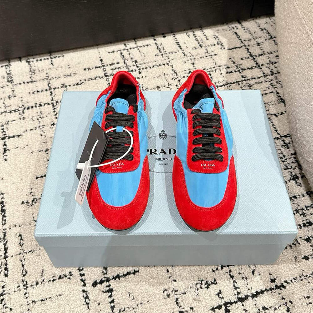 Pra*a Collapse Re-Nylon and suede elasticized sneakers