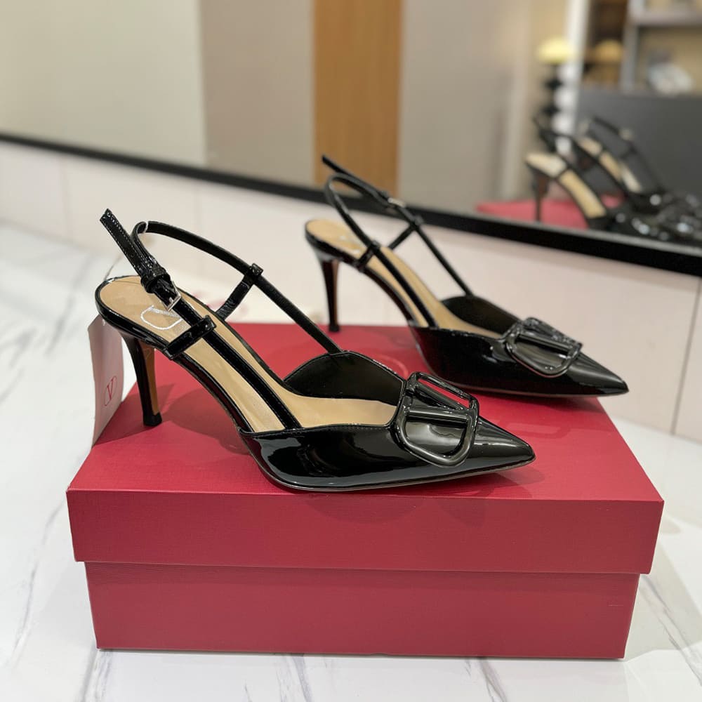 Va1e*ntin0 VLOGO SIGNATURE patent leather lace-up high heels (heel height 8 cm)