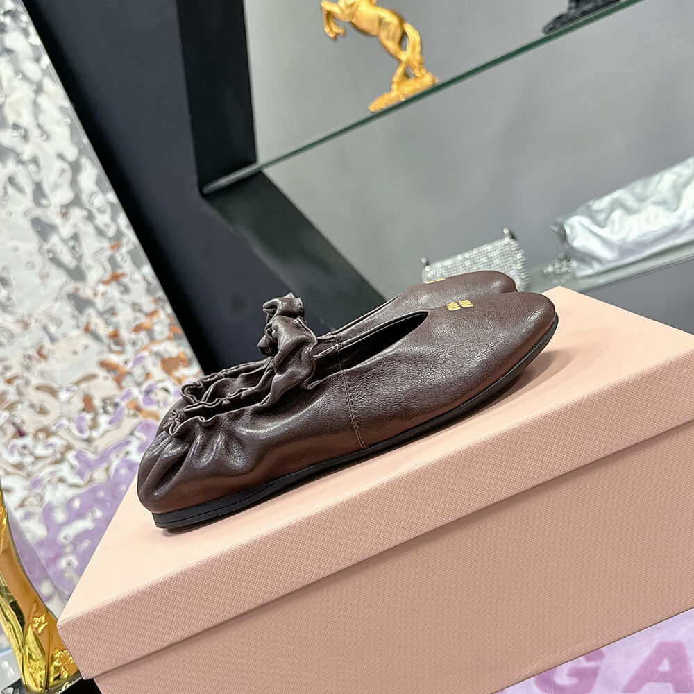 M1um1u Ruches Nappa Leather ballet flats