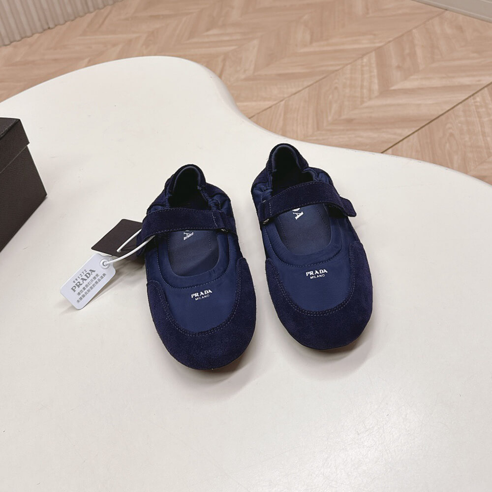 Pra*a Re-Nylon and suede ballet flats