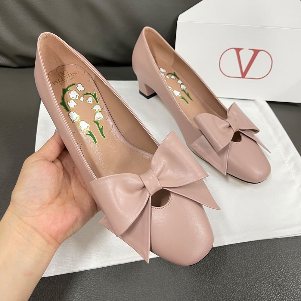 Va1e*ntin0 BOWOW sheepskin high heels (heel height 4.5 cm)