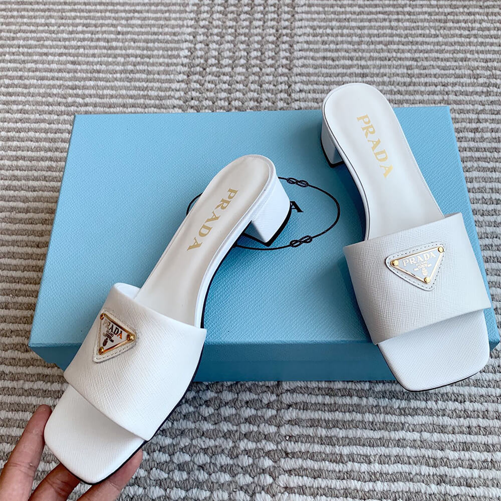 Pra*a Saffiano patent leather sandals