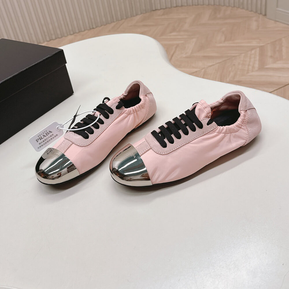Pra*a Collapse Re-Nylon and suede sneakers with metal toecap
