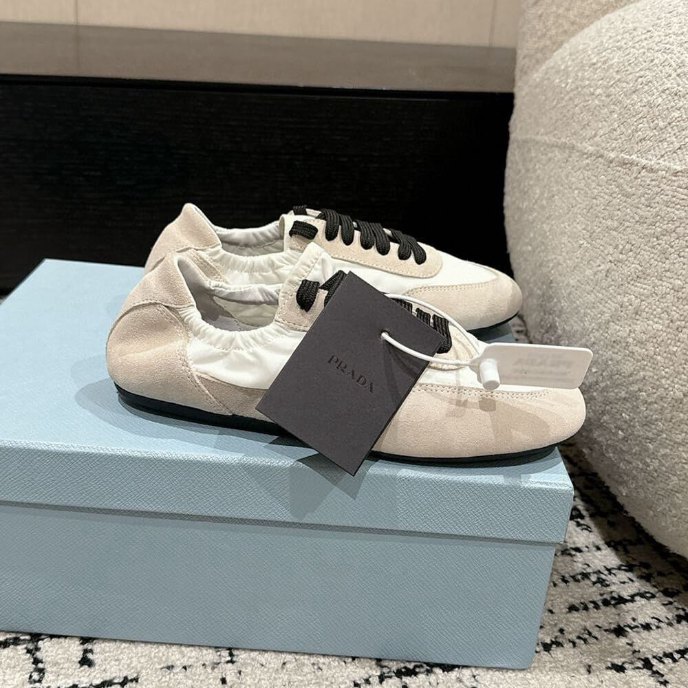 Pra*a Collapse Re-Nylon and suede sneakers